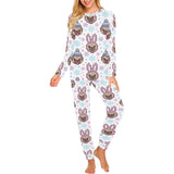 Cute pug hat rabbit costume pattern Women's All Over Print Pajama Set