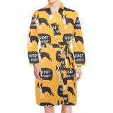 Boston terrier design pattern Men's Long Sleeve Belted Night Robe
