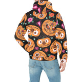Pumpkin flowers spiderweb Halloween theme Men's Padded Hooded Jacket
