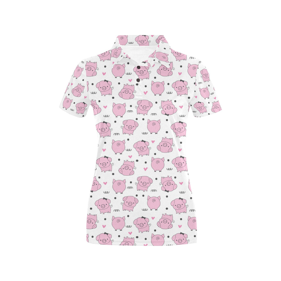 Pig Pattern Print Design 03 Women's All Over Print Polo Shirt