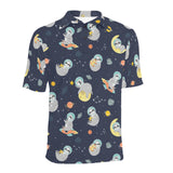 Cute sloth astronaut star planet rocket pattern Men's All Over Print Polo Shirt