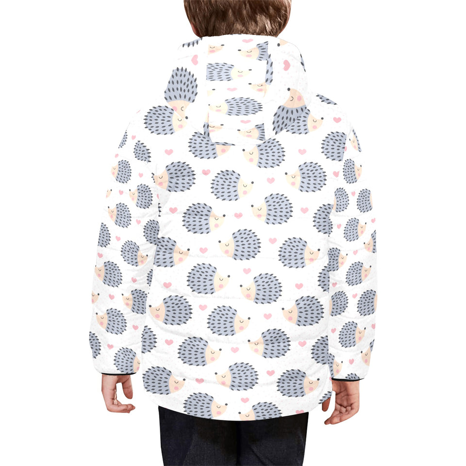Hedgehog Pattern Print Design 04 Kids' Boys' Girls' Padded Hooded Jacket