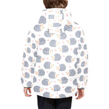 Hedgehog Pattern Print Design 04 Kids' Boys' Girls' Padded Hooded Jacket