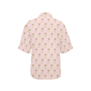 Golden Retriever Pattern Print Design 02 Women's All Over Print Hawaiian Shirt