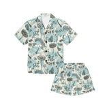 Dragonfly Butterfly Plants insect flower vintage s Kids' Boys' Girls' V-Neck Short Pajama Set