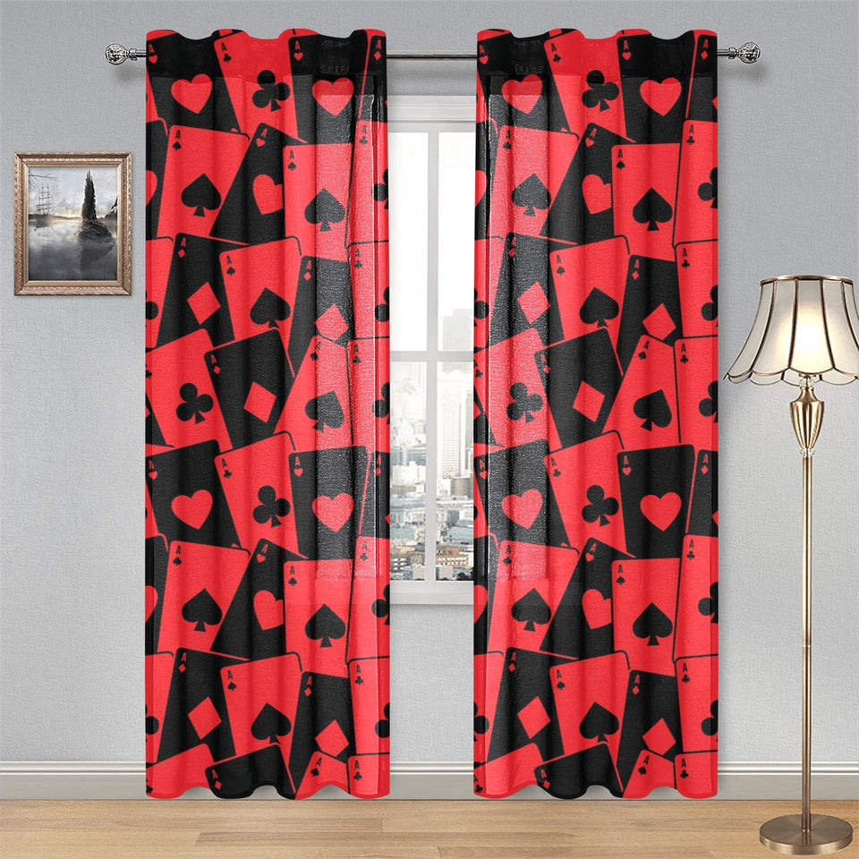 Casino Cards Suits Pattern Print Design 02 Gauze Curtain