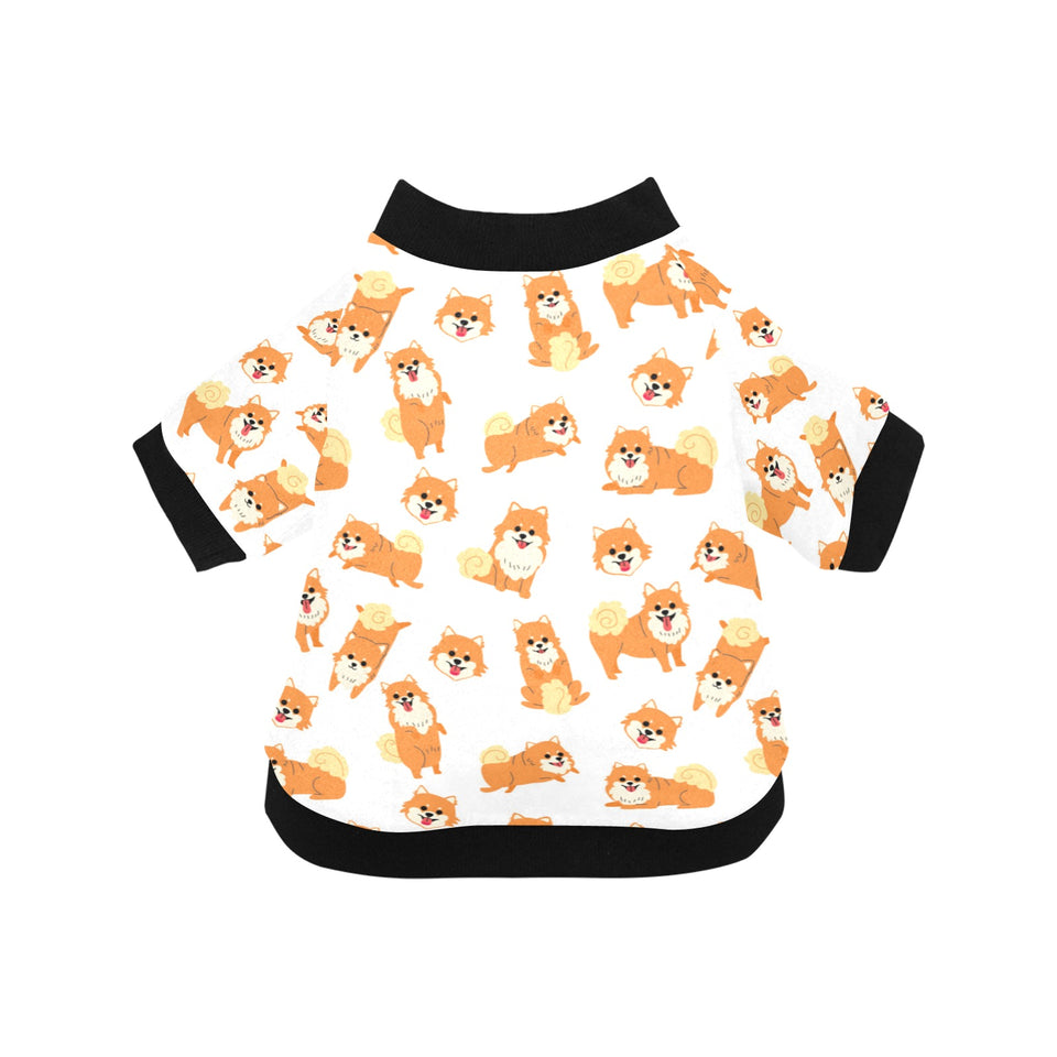 Brown pomeranian pattern All Over Print Pet Dog Round Neck Fuzzy Shirt