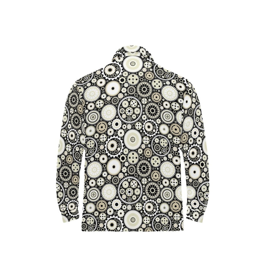 Gear Pattern Print Design 02 Men's Long Sleeve Polo Shirt
