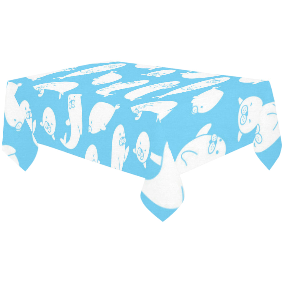Cute white sea lion seals pattern Tablecloth