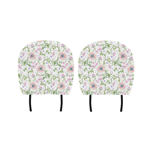 Beautiful pink lotus waterlily leaves pattern Car Headrest Cover