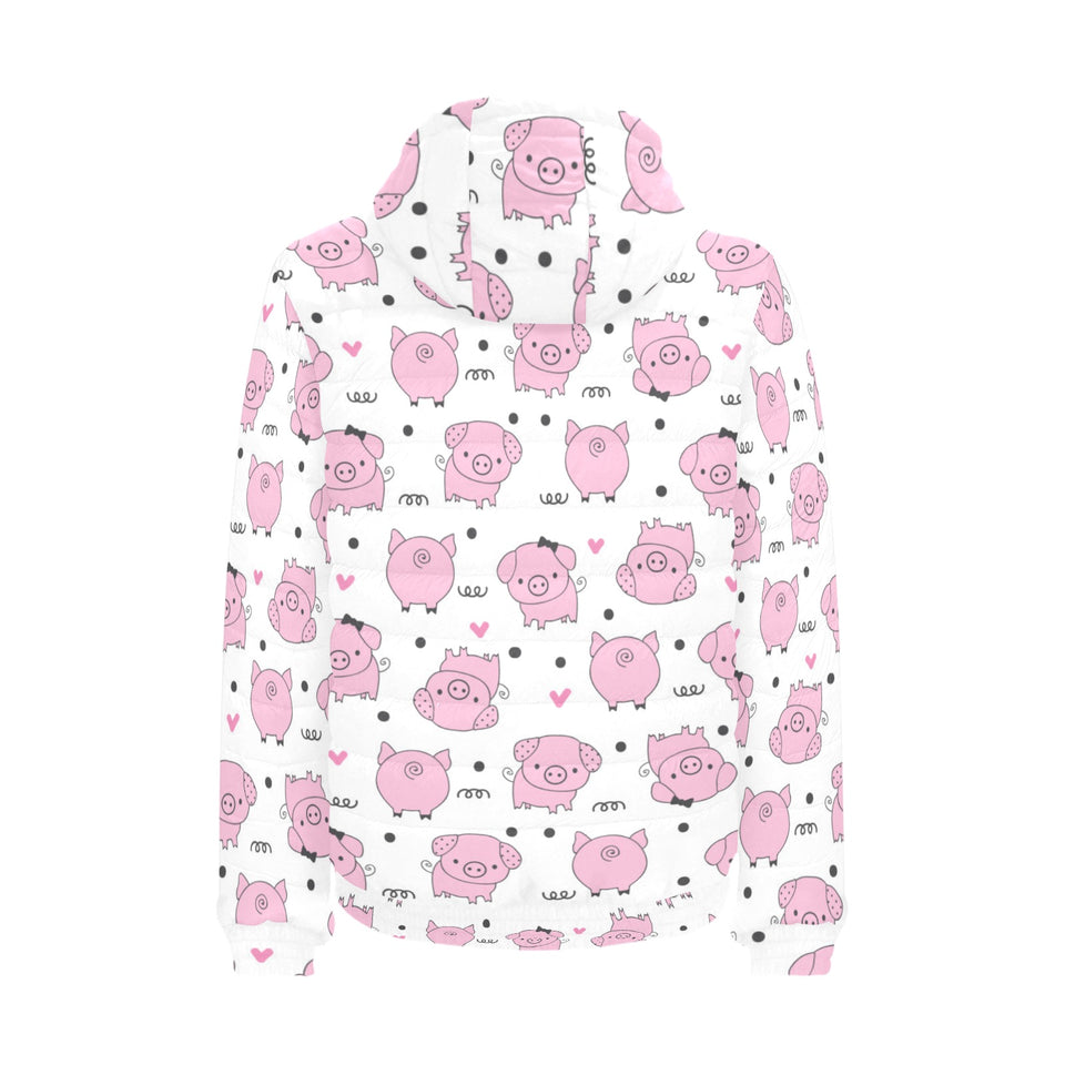 Pig Pattern Print Design 03 Men's Padded Hooded Jacket