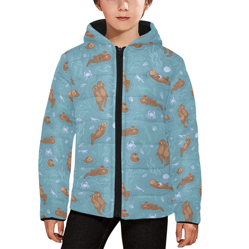 Sea otters pattern Kids' Boys' Girls' Padded Hooded Jacket