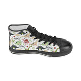 Cute dinosaurs pattern Women's High Top Canvas Shoes Black