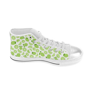 Lime design pattern Women's High Top Canvas Shoes White