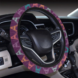 Eiffel Tower Pattern Print Design 05 Car Steering Wheel Cover
