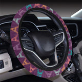Eiffel Tower Pattern Print Design 05 Car Steering Wheel Cover