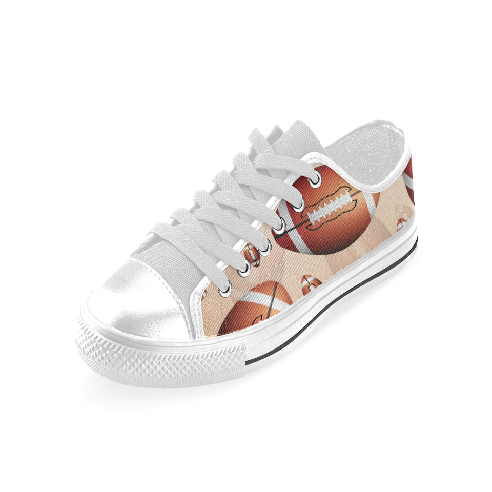 American football ball design pattern Men's Low Top Shoes White