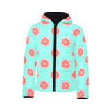 Grapefruit green background Kids' Boys' Girls' Padded Hooded Jacket