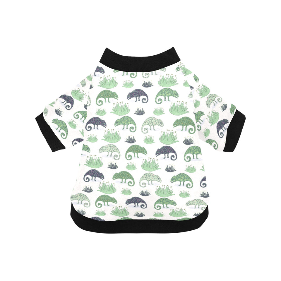 Chameleon lizard succulent plant pattern All Over Print Pet Dog Round Neck Fuzzy Shirt