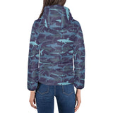 Shark pattern Women's Padded Hooded Jacket