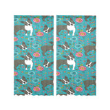 Boston terrier beautiful flower pattern Gauze Curtain