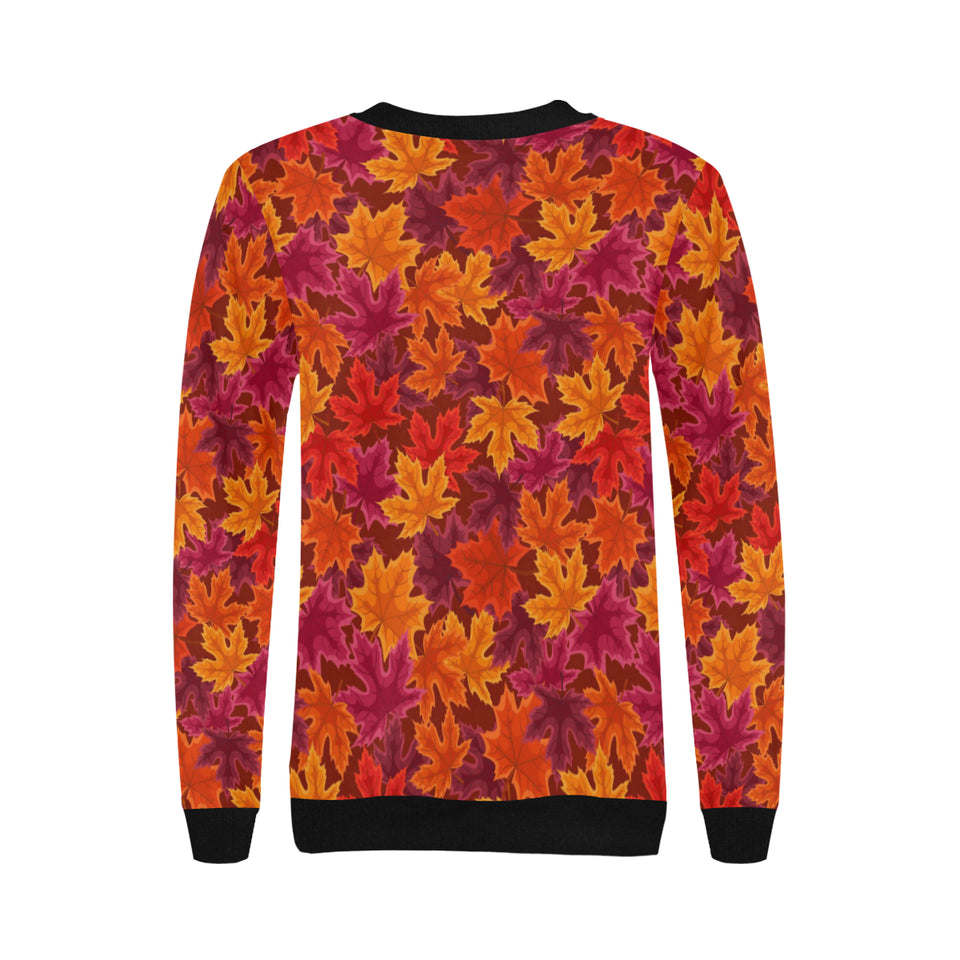 Autumn maple leaf pattern Women's Crew Neck Sweatshirt