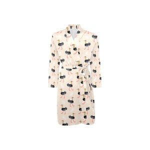 Ostrich Pattern Print Design 05 Men's Long Sleeve Belted Night Robe