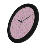 Lavender pattern pink background Elegant Black Wall Clock