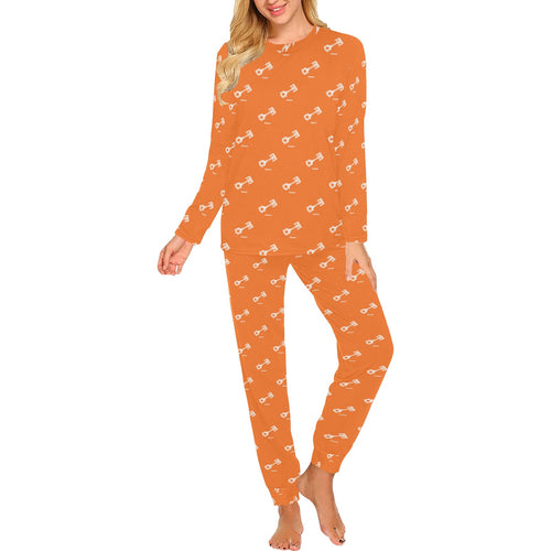 Engine Piston Orange Background Pattern Design 05 Women's All Over Print Pajama Set