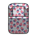 Strawberry pattern blue lines background Car Seat Back Organizer