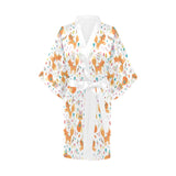cute tribal fox pattern Women's Short Kimono Robe