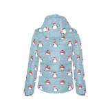 Cute penguin christmas snow pattern Women's Padded Hooded Jacket