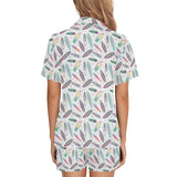 Surfboard Pattern Print Design 04 Women's V-Neck Short Pajama Set
