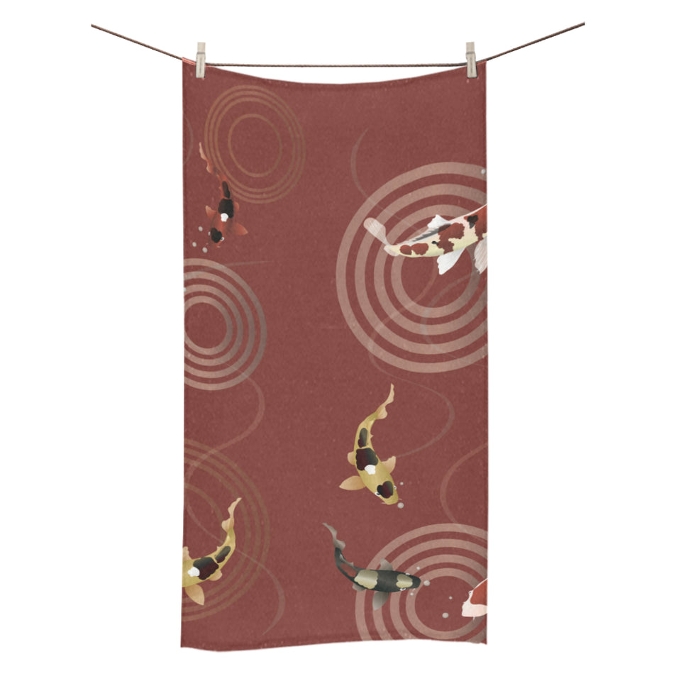 Koi Fish Carp Fish red background Bath Towel