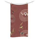 Koi Fish Carp Fish red background Bath Towel