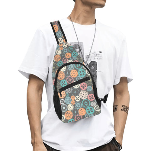Gear Pattern Print Design 05 All Over Print Chest Bag