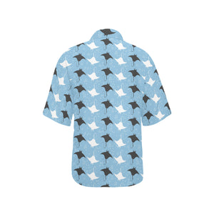 Stingray Pattern Print Design 03 Women's All Over Print Hawaiian Shirt