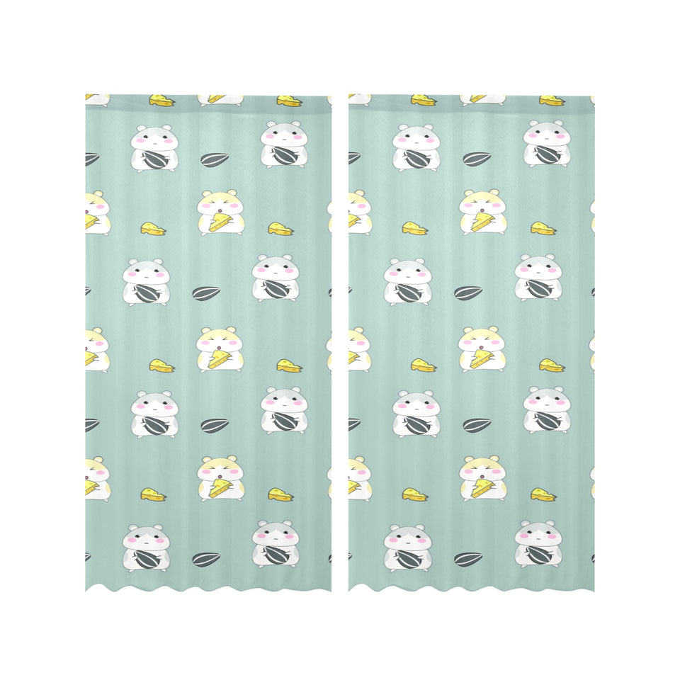 Cute hamster cheese pattern Gauze Curtain