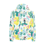 Cute parrot toucan flamingo cactus exotic leaves p Men's Padded Hooded Jacket