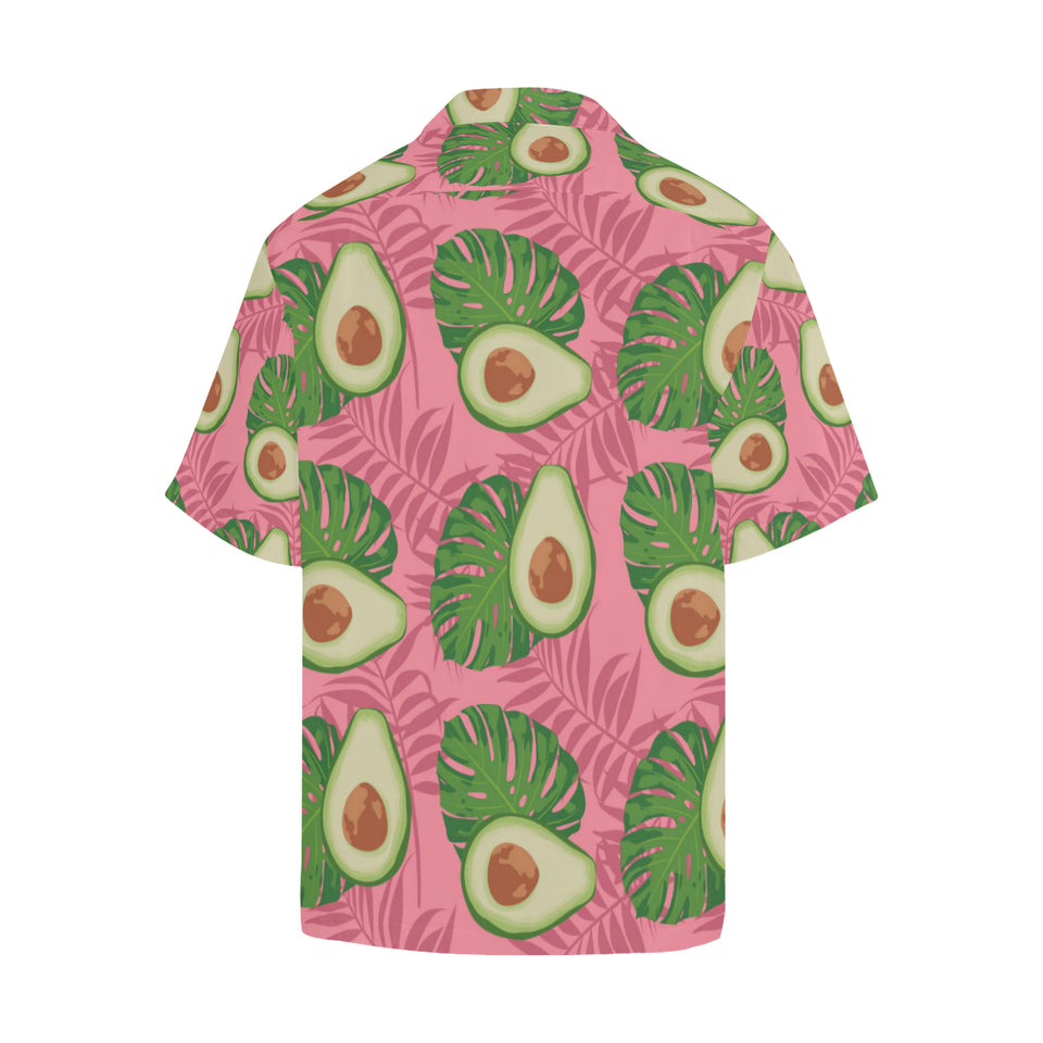 Avocado slices leaves pink back ground Men's All Over Print Hawaiian Shirt