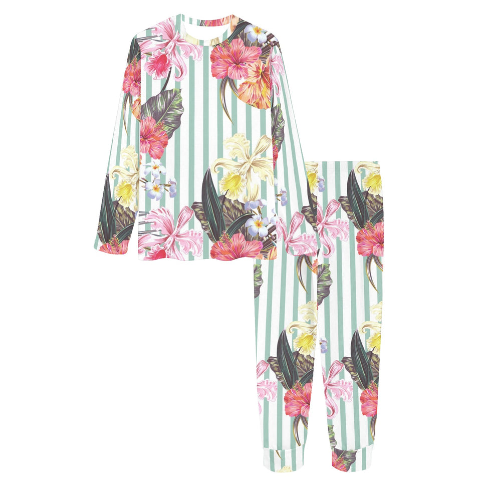 Colorful orchid flower pattern Women's All Over Print Pajama Set