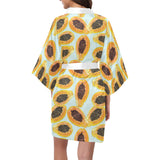 Watercolor papaya pattern Women's Short Kimono Robe