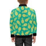 Pineapples pattern green background Kids' Boys' Girls' Bomber Jacket