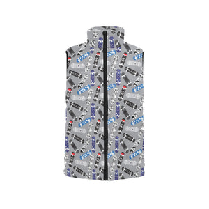 Skate Board Pattern Print Design 03 Men's Padded Vest