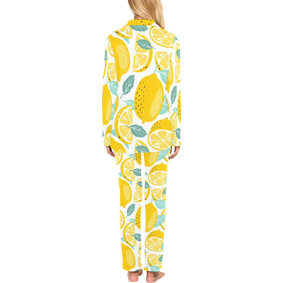 lemon design pattern Women's Long Pajama Set