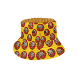 Daruma japanese wooden doll yellow background Unisex Bucket Hat