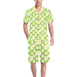Fried Eggs Pattern Print Design 01 Men's V-Neck Short Pajama Set