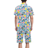 Colorful mushroom design pattern Men's V-Neck Short Pajama Set