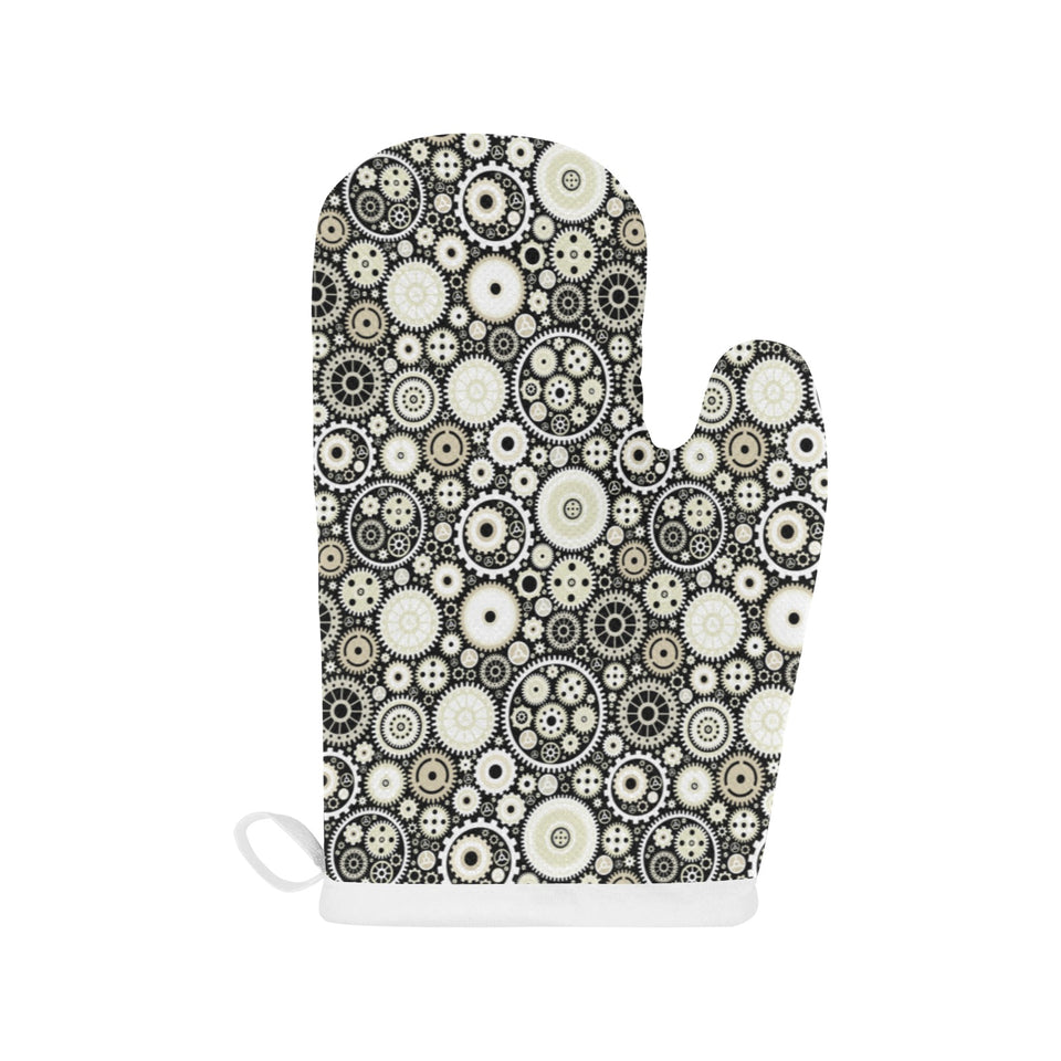 Gear Pattern Print Design 02 Heat Resistant Oven Mitts