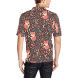 fox leaves mushroom pattern Men's All Over Print Polo Shirt
